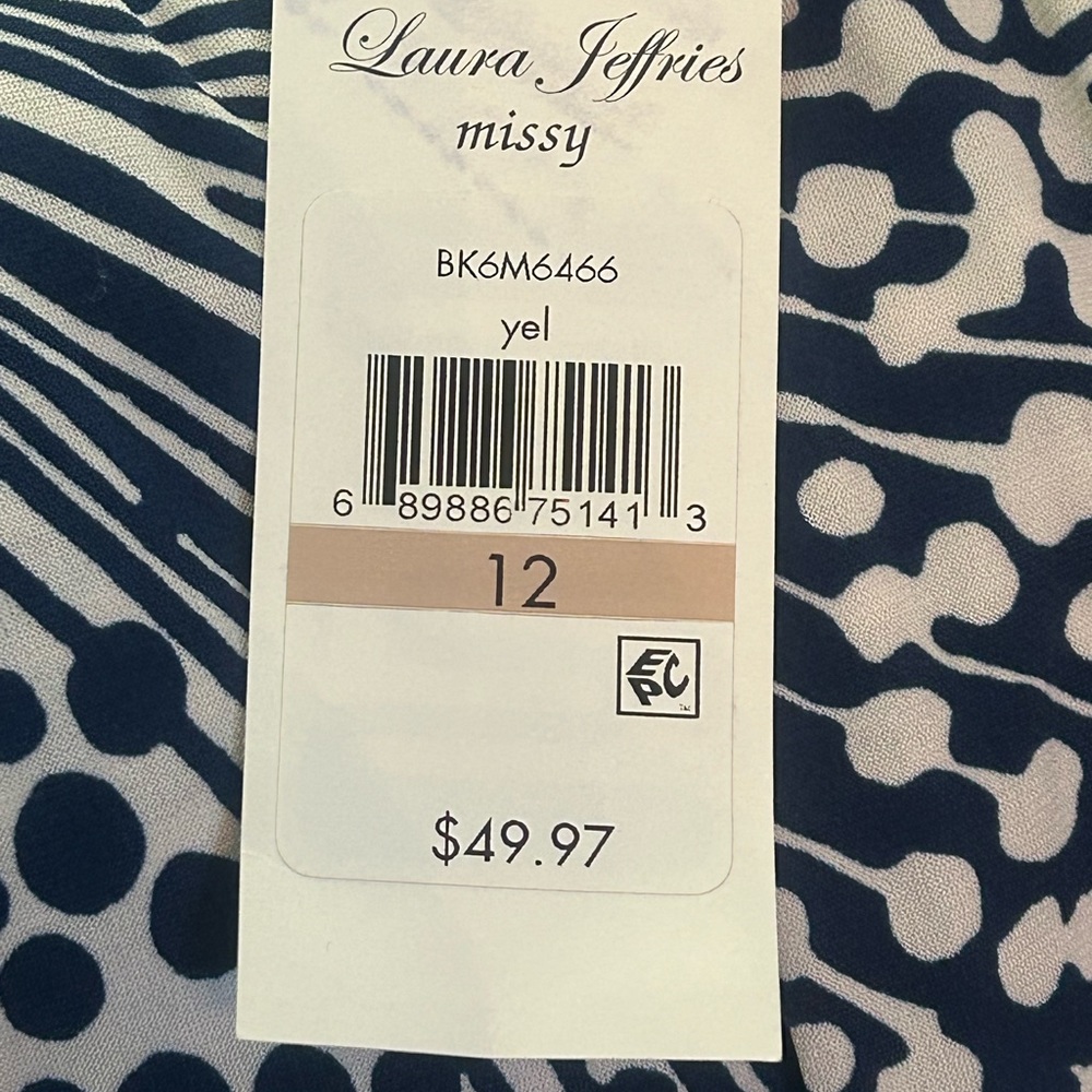 Laura Jeffries | NWT Size 12 Blue/White Geo Print Dress - Picture 5 of 6